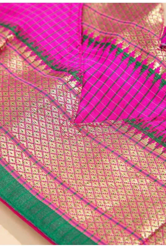 Girls Bhartiya Half Sleeves Blouse And Nauvari Saree - MyEthnikRentals