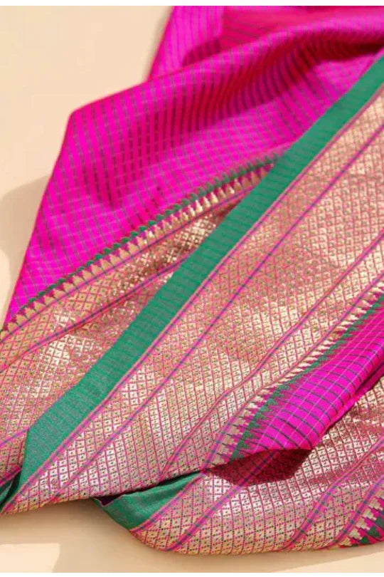 Girls Bhartiya Half Sleeves Blouse And Nauvari Saree - MyEthnikRentals